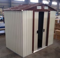 10x12' Prefab αποθήκευση κήπων μετάλλων κορυφών που ρίχνεται με τη συρόμενη πόρτα